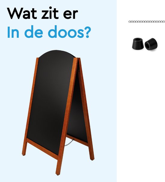 BRASQ Chalkboard Elegance Mahogany - 70x130 CM - Tableau noir - Enseigne publicitaire - Enseigne de trottoir - Double face - pour l'intérieur et l'extérieur - Hospitality