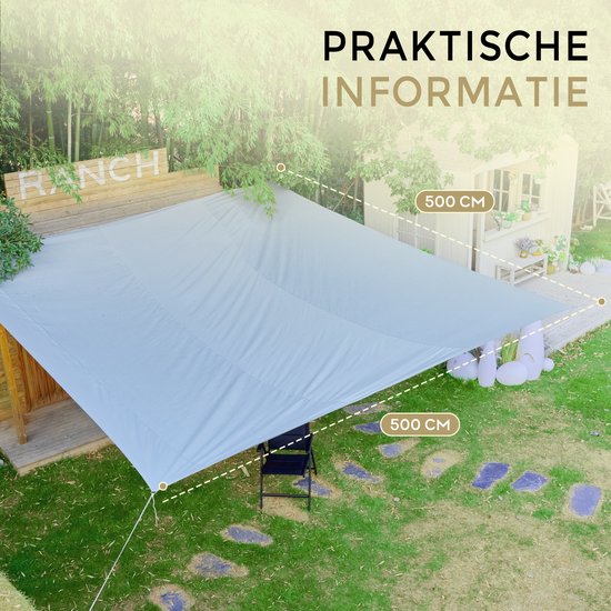O'DADDY® Toile d'ombrage 5x5m Rectangle - Voile solaire - Filet d'ombrage - Auvent avec matériel de fixation - Protection solaire UV30 - Gris foncé