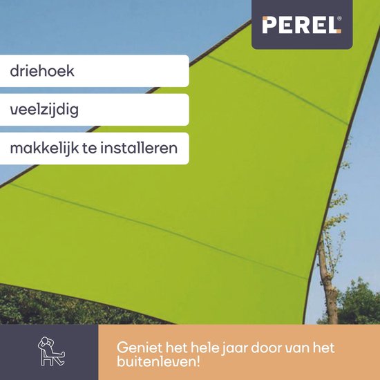 Perel Toile d'ombrage, hydrofuge, 5 x 5 x 5 m, 160 g/m², polyester, triangle, vert lime