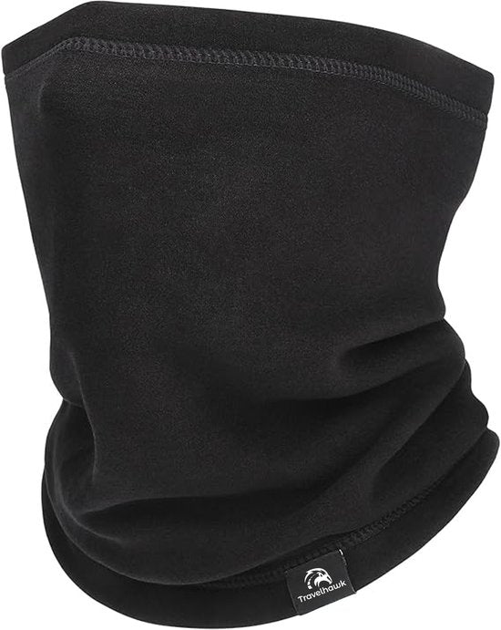 Travelhawk Neckwarmer - Hommes et femmes - Convient pour les sports d'hiver, la randonnée, le cyclisme et le scooter/moto - Écharpe à col roulé - Noir