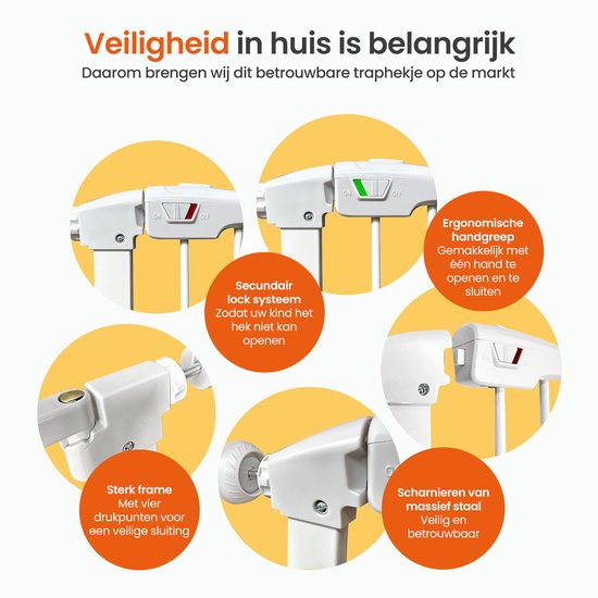 Goliving Porte d'escalier sans perçage - 2 pièces - 75 à 103 cm - Fixation par pince - Modèle à pince - Extensible - Métal - Barrière pour enfants - Barrière pour chiens - Blanc