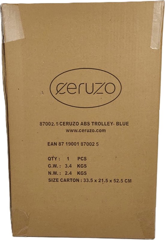 Ceruzo Hand Luggage Suitcase -Trolley - 28L- 51.5 cm - Blue - Spinner Wheels 360°- Numerical Lock Travel Suitcase