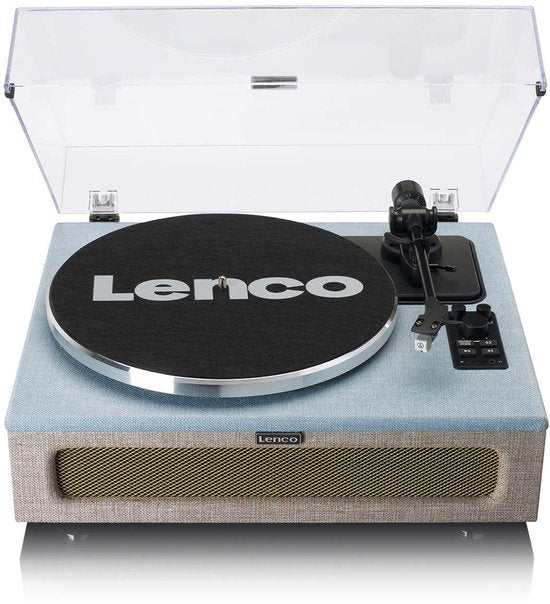 Lenco Record Player avec Bluetooth - Quatre haut-parleurs intégrés 40W RMS - LS-440BUBG - Bleu Gris