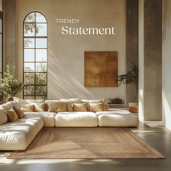 tectake® Tapis tissé à la main - Style Boho - Jute, tissage plat - Peu d'entretien - 290x200cm - Pour l'intérieur - Tapis vintage