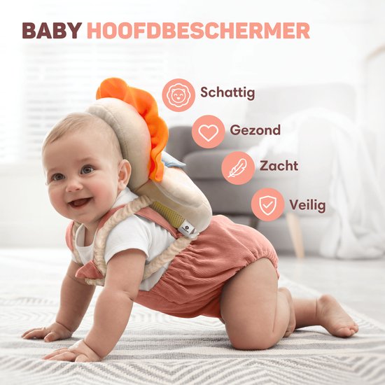 Vulpes Goods® BabyCare - Coussin de tête pour bébé - Oreiller de sécurité pour bébé - Sac à dos en cas de chute - Respirant en 3D - Apprendre à marcher en toute sécurité - Lion