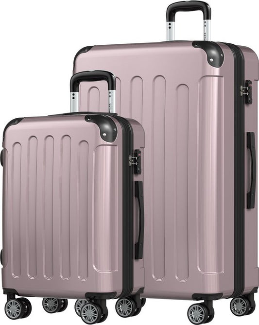 TRVLMORE Set de valises - 2 pièces - 45L Hand Luggage + 115L Spacious Luggage - TSA Lock - Lightweight - Travel Suitcase Set - Rose Gold