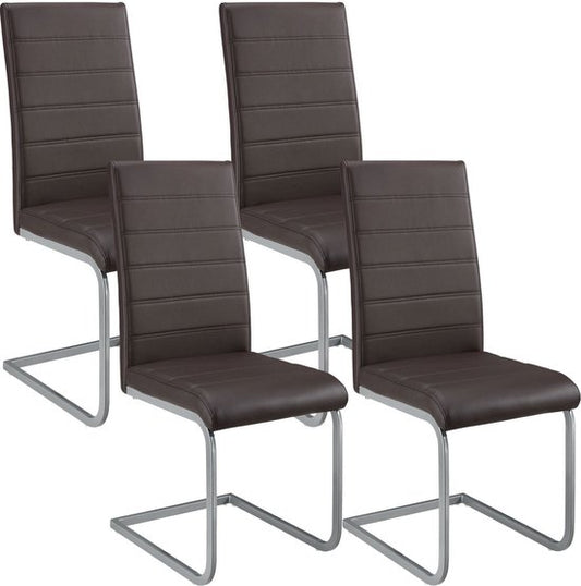 4 Chaises de salle à manger / chaise - Vegas - Cuir synthétique - Marron