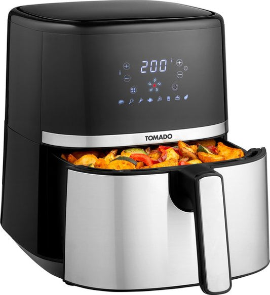 Tomado TAF5401S - Friteuse à air - Capacité de 5,4 litres - Friteuse à air chaud - Affichage numérique - 800 grammes de frites - Noir/RVS
