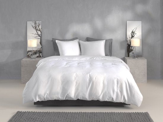 ZoHome Satinado Housse de couette - Double - 200x200/220 cm - Blanc