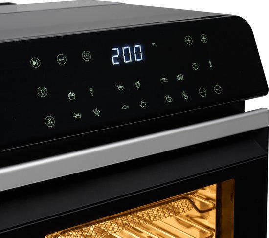 Princess Steam Airfryer Oven 182085 - Friteuse à air chaud - Grande capacité de 10 litres - 12 programmes préprogrammés - Comprend une grille de friture, une plaque de cuisson et une grille de gril - Noir