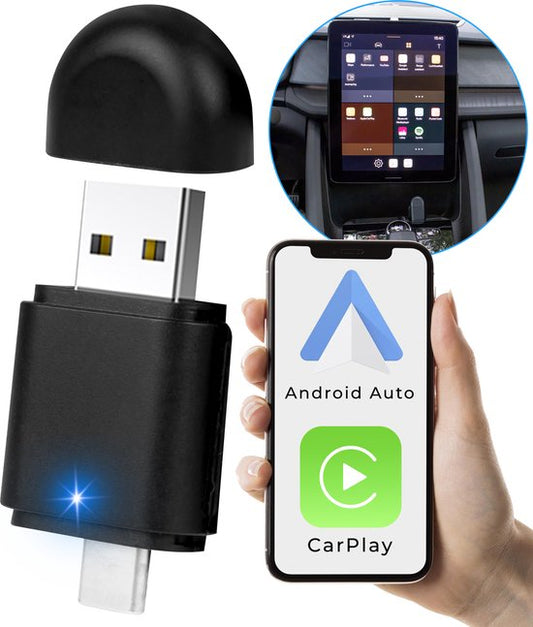 Nuvance - CarPlay Dongle - 2 en 1 USB & USB-C - Convient pour Android & Apple - CarPlay Wireless - Car Dongle - Wireless CarPlay - Adaptateur USB