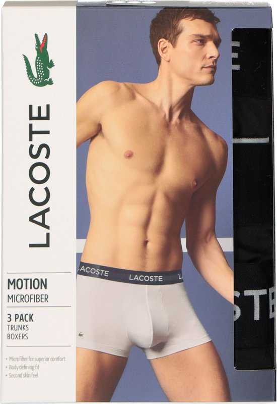 Caleçon Lacoste Hommes Microfibre Noir 3-Pack - Taille M