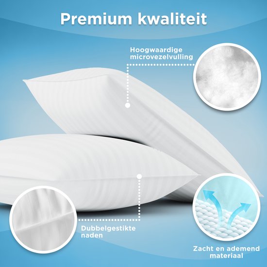 Oreiller CozySense® - Lot de 2 - 50x70 CM - Oreiller de sommeil de qualité supérieure - Enveloppe 100% coton - Oreiller - Oreiller de soutien pour les dormeurs sur le côté, le ventre et le dos