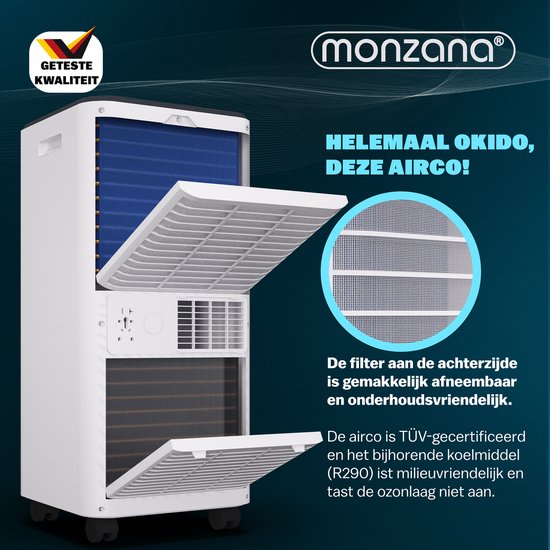 Climatiseur mobile Monzana - 7000 BTU kit fenêtre 20 à 25m² wifi timer - blanc