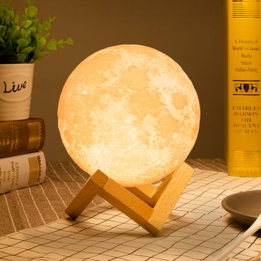 Denver Moon Lamp 3D - Bluetooth Speaker Wireless - Bedroom Table Lamp - Music Sync - Incl. Remote Control - Moon Lamp - LBS150