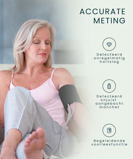 Bintoi® BX400 - Tensiomètre pour le bras - Cardiofréquencemètre - Piles incluses - 2 utilisateurs