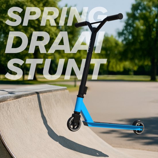 LifeGoods Stuntstep Fly Pro - 6+ Years - Marchepied pour enfants - Garçons/Filles - 100mm - 100KG - Noir/Bleu