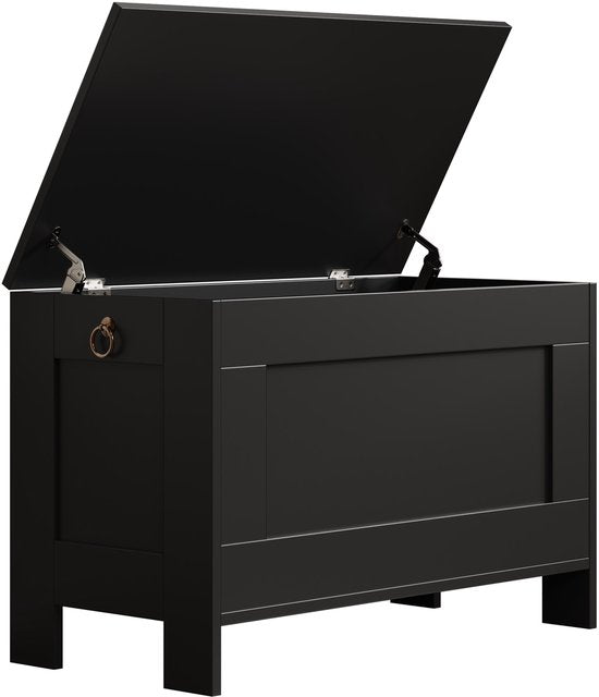 DMV - Coffre de rangement - Coffre de rangement en bois - Coffre à jouets - Coffre à couvertures - Coffre de rangement - noir