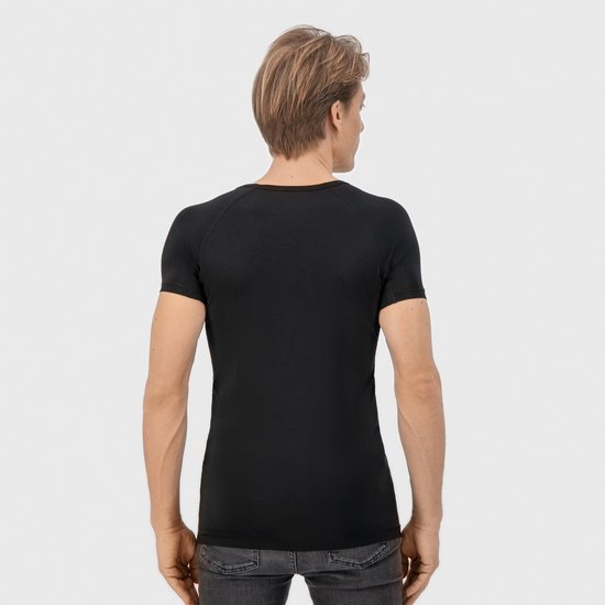 Anti Sweat Shirt - Fibershirts® - Coussinets d'aisselles cousus - Maillot de corps - Noir - Col en V - Hommes - Taille S