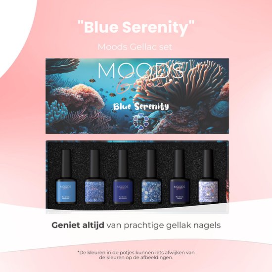 Moods Gellac 6-Piece Set - Gel Nail Polish Starter Pack - Vernis à ongles en gel - 8ML - Blue Serenity - Gellac - Nails - Chic Colours - HEMA & TPO-free
