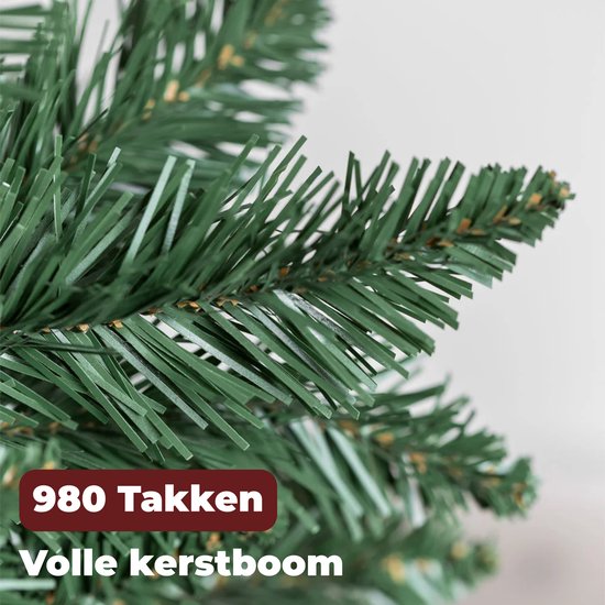 PristinePine Artificial Christmas Tree 180 cm - Arbre complet avec 980 branches, support en métal, sac de rangement et gants - Vert