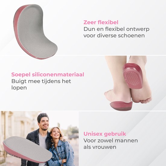 Semelles Nuvance - 2.5cm Heel booster - Heel pads - 2 Pieces - Size 36-40 - Men & Women - Heel insoles - Pink