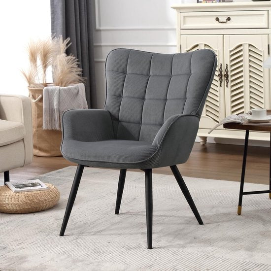 WOLTU Wing Chair, Moderne, Fauteuil de relaxation, Fauteuil TV, Confortable, Fauteuil de lecture, Salon, Fauteuil, Fauteuil de relaxation, Pieds en métal, Fauteuil