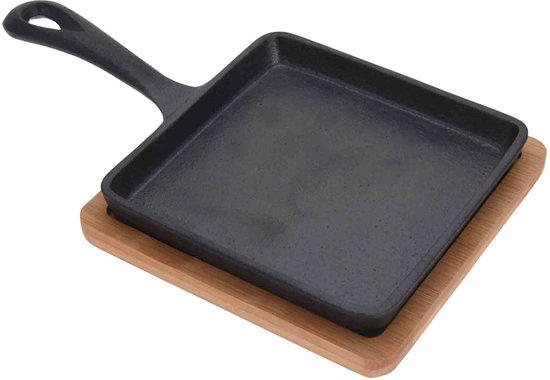 Excellent Articles Ménagers Plat de service avec étagère - fonte - bois de bambou - 14 cm