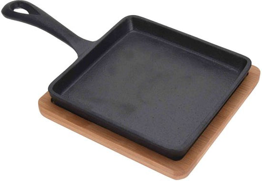 Excellent Articles Ménagers Plat de service avec étagère - fonte - bois de bambou - 14 cm