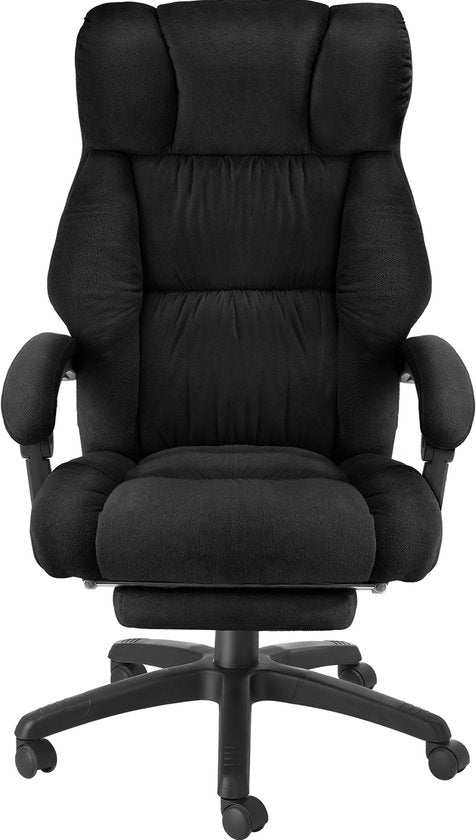tectake® Luxury Office Chair - Chaise de direction ergonomique avec repose-pieds et repose-tête - Chaise de bureau ou de bureau avec revêtement en velours épais - Chaises de bureau pour adultes - Rotation douce, avec roulettes - Dossier et hauteur réglabl