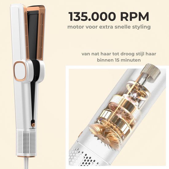 Largolash Hairstrait Straightener Wet-to-Dry - 2 in 1 - Airstraight - Dupe - Hair dryer & Straightener - Coldshot - 80ºC to 140ºC