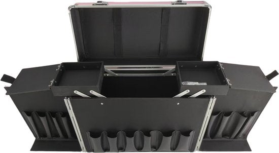 DMV - Valise de coiffeur - Chariot de coiffeur - Valise de coiffeur - Chariot de coiffeur - Valise de maquillage Schmink - Mobile - Portable - Rose