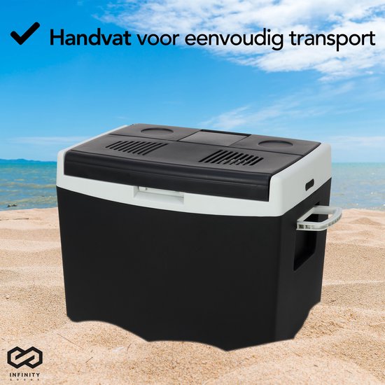 Infinity Goods Glacière électrique - 40L - Glacière - 12V et 230V - Frigobox - Refroidissement et chauffage - Noir