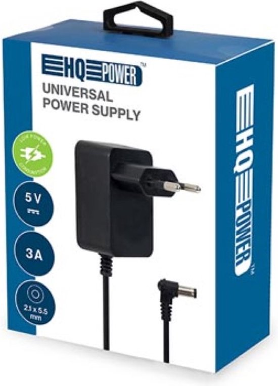 HQ-Power Adaptateur électrique universel, 12 VDC, 0,5 A, 6 W, prise DC 5,5 x 2,1 mm, noir