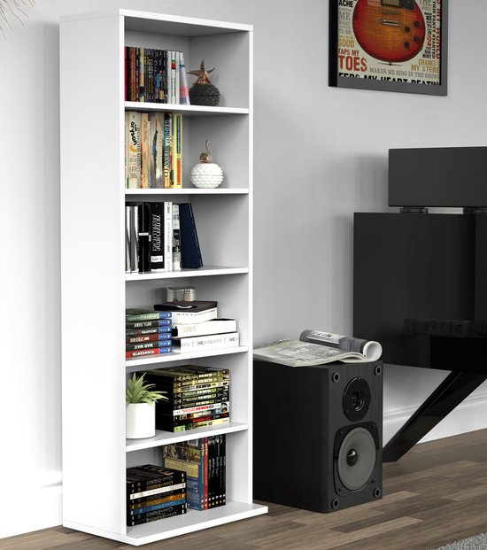 Armoires de rangement CD - TheBestOfFurniture - à 6 compartiments - jeux - ouverte - blanc