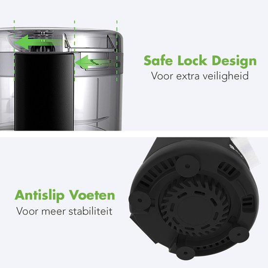 KitchenBrothers Robot de cuisine - Hachoir - Coupe-légumes - Modèle multifonction 5-en-1 - Robot de cuisine compact 0.5L - Coupe-oignon - Noir