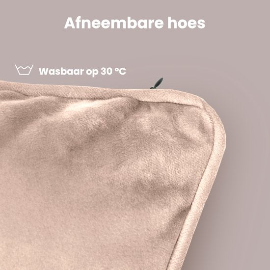 Auronic Heat Pillow - Velours - 45x45 - rechargeable sans fil - oreiller électrique - infrarouge - rose