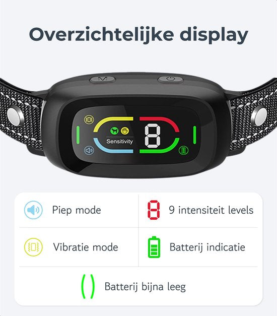 Dutchwide Anti-Bark Collar Pro - 100% étanche - Collier de dressage pour chiens - Avec dispositif anti-aboiement - Convient aux petits et grands chiens - Aide au dressage des chiens