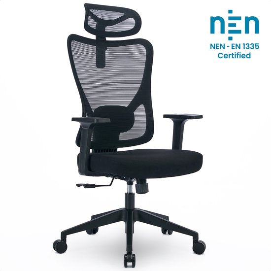 Goliving Ergonomic Office Chair - Chaise de bureau - Avec appui-tête - Chaise de bureau - Réglable - Gaming - Pour adultes - NEN-1335 - Noir
