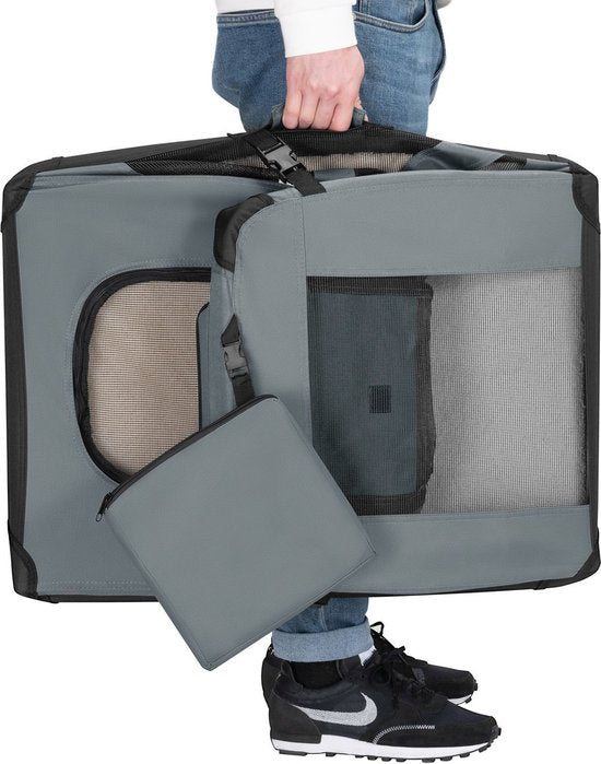 Boîte de transport pliante pour chien / Banc Lassie XL - Gris - 56 x 81 x 58 cm