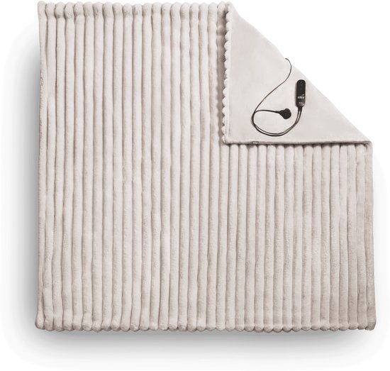 Couverture chauffante électrique rayée Duux Yentl 200x200 cm - 9 positions - Gris