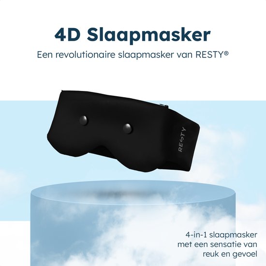 Resty® Masque de sommeil 4-en-1 - 100 % étanche à la lumière - Refroidissement/chauffage/aromathérapie - 3 inserts - Ajustement 4D confortable