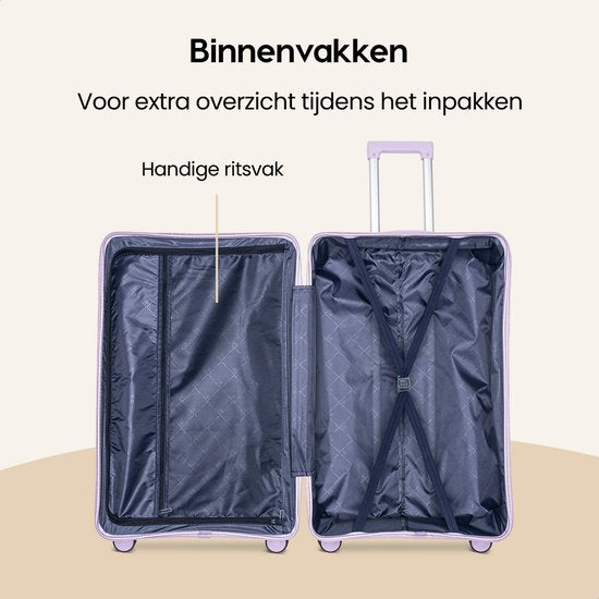 SKYCASES Urban Adventurer - Valise de voyage moyenne - Verrouillage par numéro - 44x27x66cm - 78L - Valise de voyage avec verrouillage de valise - Roues pivotantes - Violet