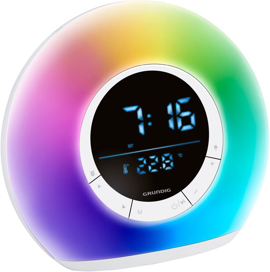 Grundig Wake-Up Light Alarm Clock - Réveil numérique avec radio et Bluetooth - Réveil lumineux avec affichage LED - Réveil lumineux - Blanc