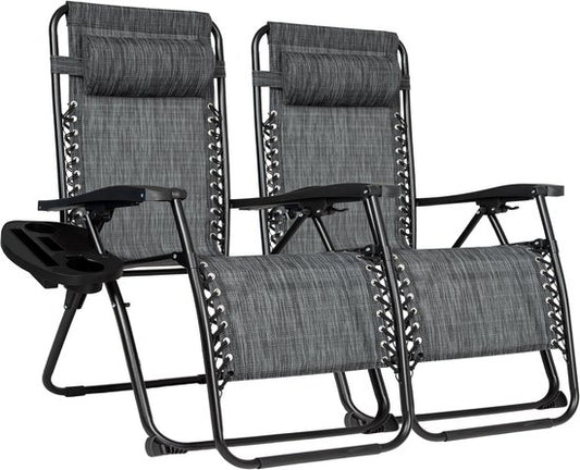 Vaive Luxury Garden Chairs Duo Set - Chaise de jardin et chaise longue réglables - 30°-90° réglable - Jardin - Métal - Noir
