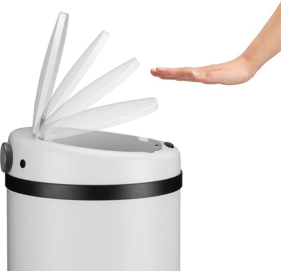 Poubelle automatique / Poubelle à déchets / Poubelle à détecteur - 30 litres - Blanc - Rond