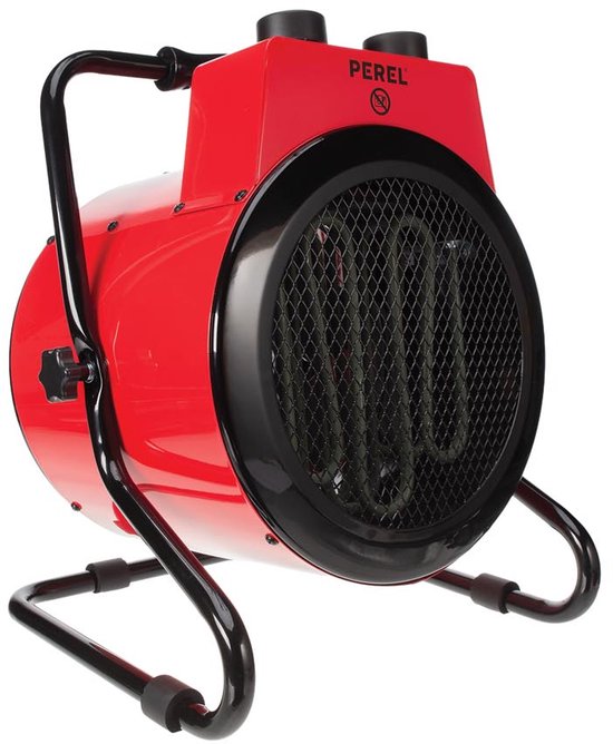 Perel Chauffage électrique à ventilateur 3000W, 2 niveaux de chaleur, thermostat et mode refroidissement, IP24, protection contre la surchauffe et l'inclinaison, chauffage portable compact pour l'atelier, le garage, la remise