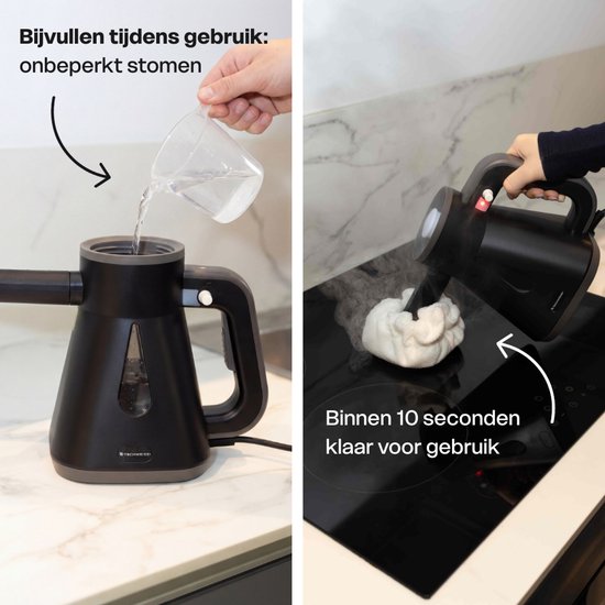 Techweise TS Compact Handheld Steam Cleaner - 15 Accessories - 1200W 2.6 Bar- Wet & Dry function - Handheld Steam Cleaner