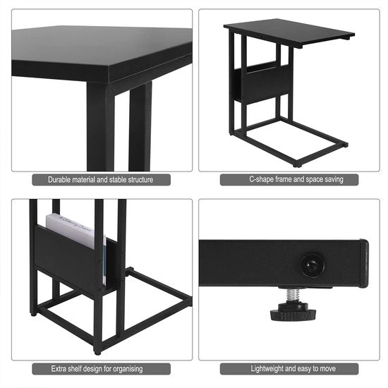 Table basse - Table d'appoint - Table de salon - Table de séjour - Table d'appoint - Noir - 55x36x59.5cm