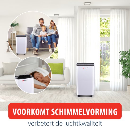 Déshumidificateur et purificateur d'air alpina - Silencieux : 46 dB - Déshumidifie jusqu'à 10L par jour